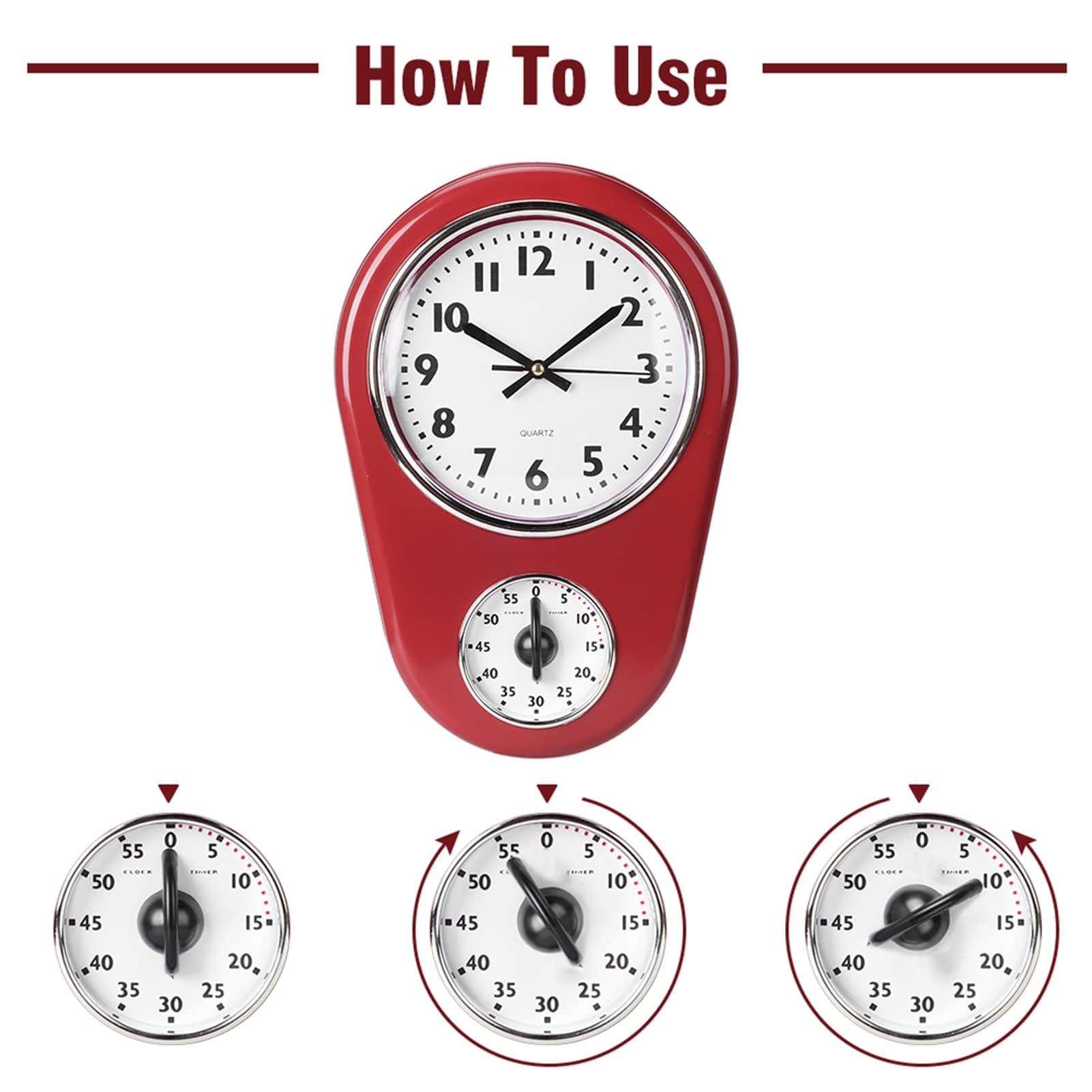 Amazon.com: Retro Kitchen Timer Wall Clock, Retro Digital Wall